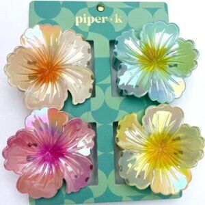 NWT Gorgeous Piper K set of four floral hair clips in pastel colors